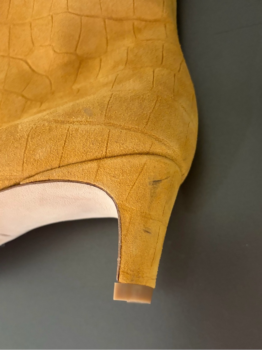 STAUD Tan Croc-Embossed Suede Ankle Wally Boots - Picture 12 of 12